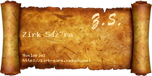 Zirk Sára névjegykártya